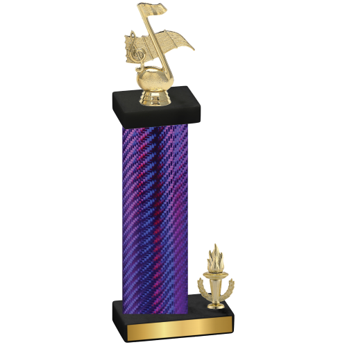 Accented Single Purple Carbon Fiber Victory Music Trophy