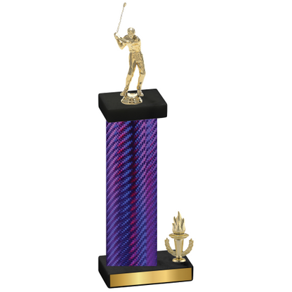 Accented Single Purple Carbon Fiber Victory Golf Trophy