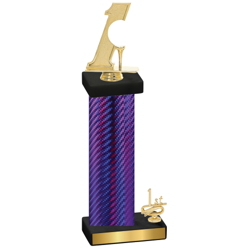 Accented Single Purple Carbon Fiber First Place Golf Trophy