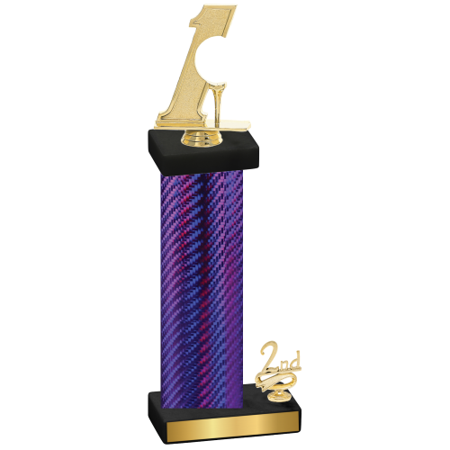 Accented Single Purple Carbon Fiber Second Place Golf Trophy