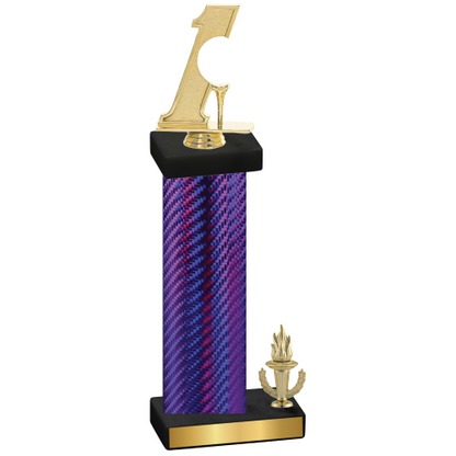 Accented Single Purple Carbon Fiber Victory Golf Trophy