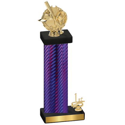 Accented Single Purple Carbon Fiber First Place Baseball Trophy