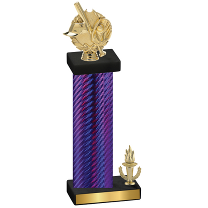 Accented Single Purple Carbon Fiber Victory Baseball Trophy