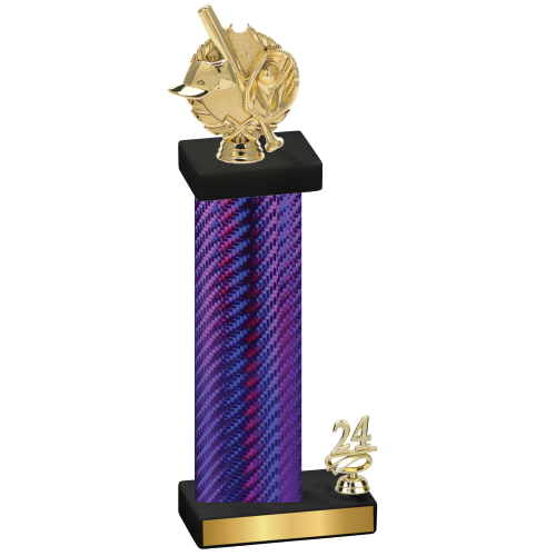 Accented Single Purple Carbon Fiber Year Baseball Trophy