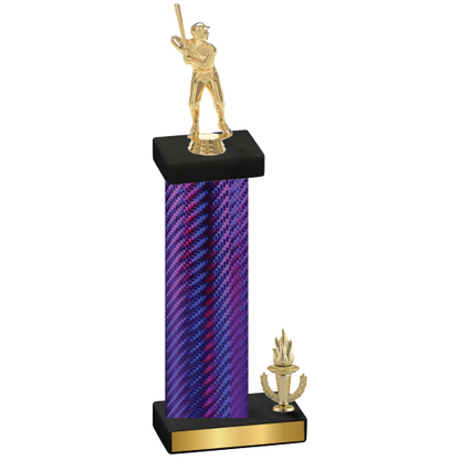 Accented Single Purple Carbon Fiber Victory Baseball Trophy