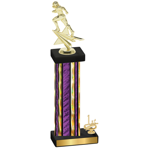 Accented Single Purple Glacier First Place Football Trophy