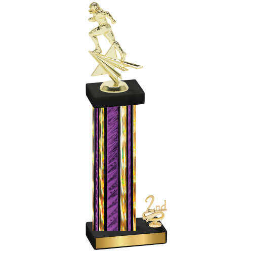 Accented Single Purple Glacier Second Place Football Trophy
