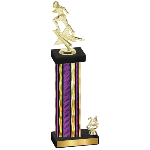 Accented Single Purple Glacier Year Football Trophy