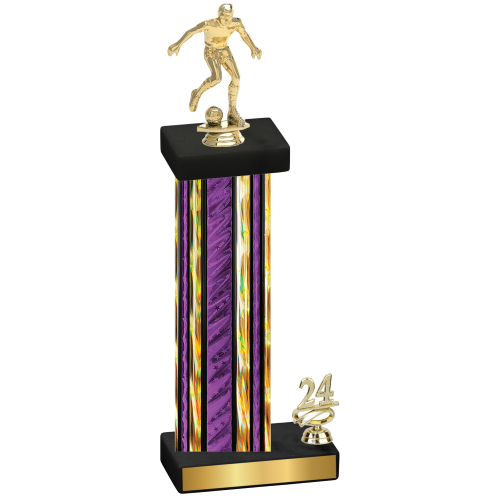 Accented Single Purple Glacier Year Soccer Trophy