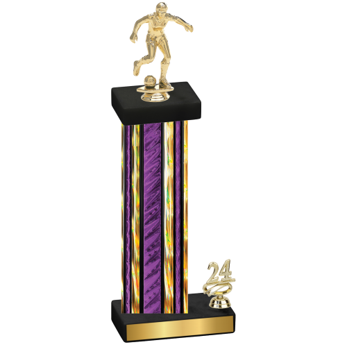 Accented Single Purple Glacier Year Soccer Trophy