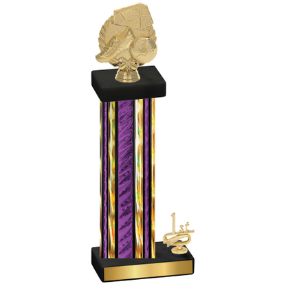 Accented Single Purple Glacier First Place Soccer Trophy