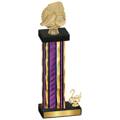 Accented Single Purple Glacier Second Place Soccer Trophy