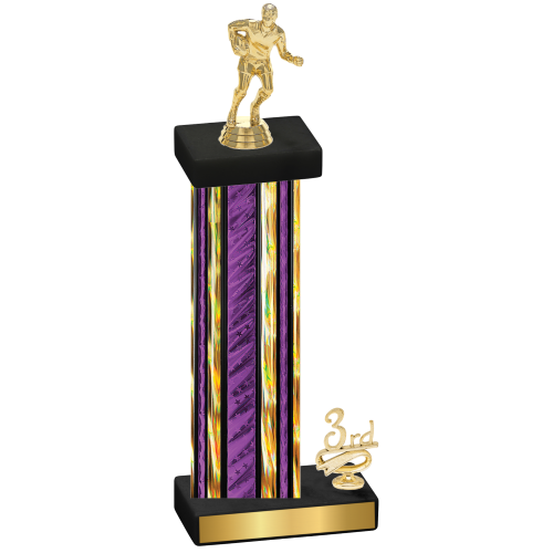 Accented Single Purple Glacier Third Place Rugby Trophy