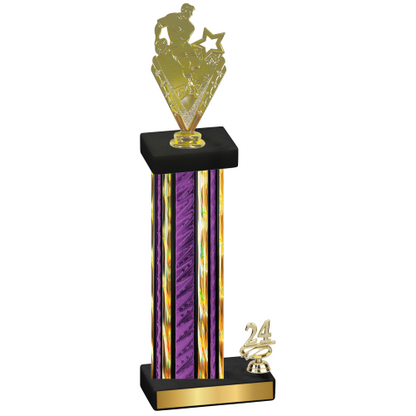 Accented Single Purple Glacier Year Rugby Trophy