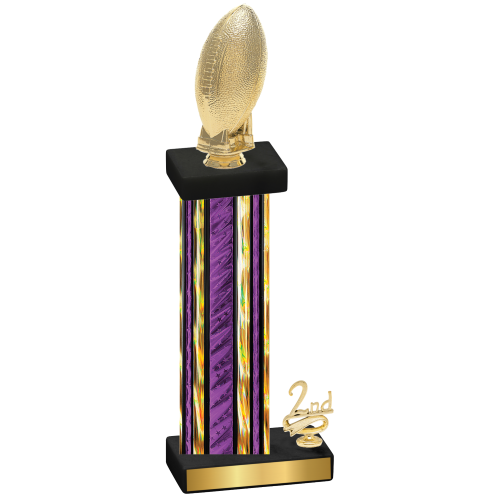 Accented Single Purple Glacier Second Place Football Trophy