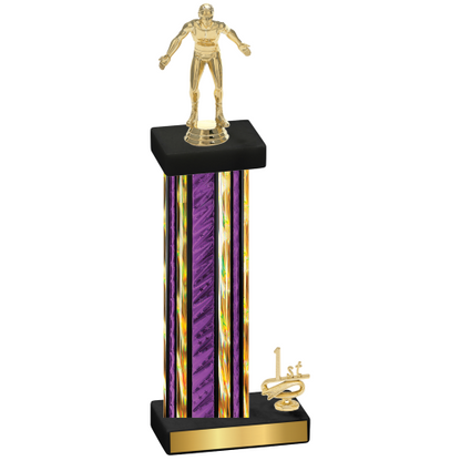 Accented Single Purple Glacier First Place Wrestling Trophy