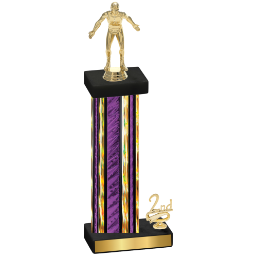 Accented Single Purple Glacier Second Place Wrestling Trophy