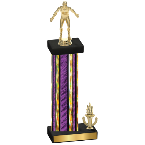 Accented Single Purple Glacier Victory Wrestling Trophy