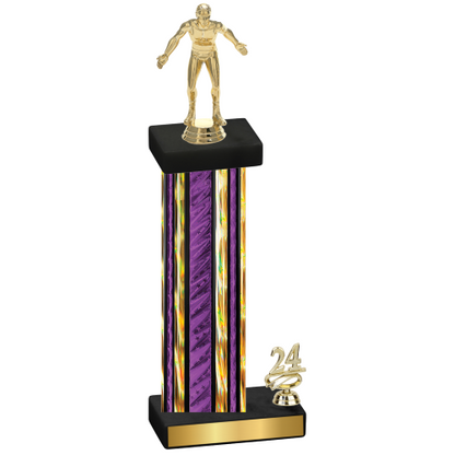 Accented Single Purple Glacier Year Wrestling Trophy