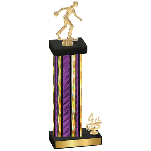 Accented Single Purple Glacier Fourth Place Bowling Trophy