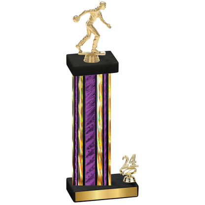 Accented Single Purple Glacier Year Bowling Trophy