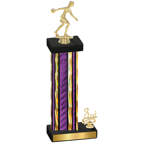 Accented Single Purple Glacier Third Place Bowling Trophy