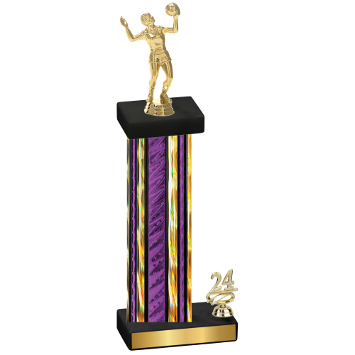 Accented Single Purple Glacier Year Volleyball Trophy