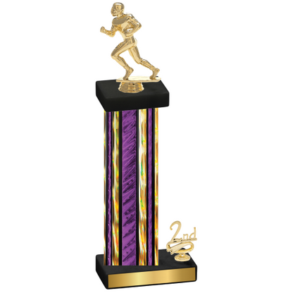 Accented Single Purple Glacier Second Place Football Trophy