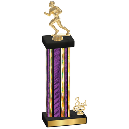 Accented Single Purple Glacier Third Place Football Trophy