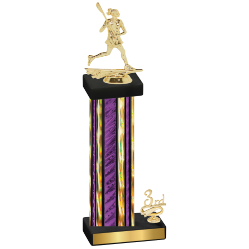 Accented Single Purple Glacier Third Place Lacrosse Trophy