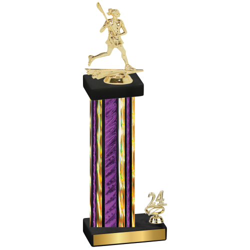 Accented Single Purple Glacier Year Lacrosse Trophy