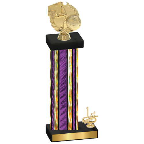 Accented Single Purple Glacier First Place Basketball Trophy