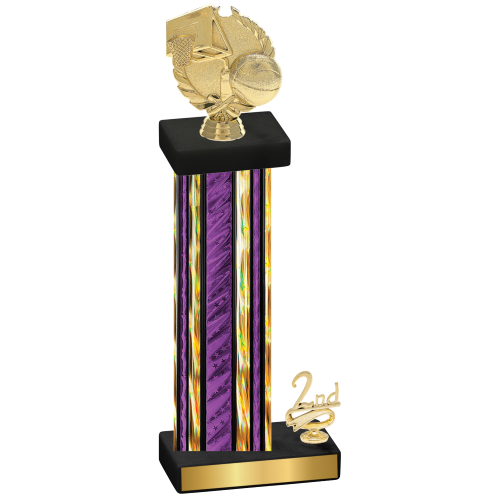 Accented Single Purple Glacier Second Place Basketball Trophy