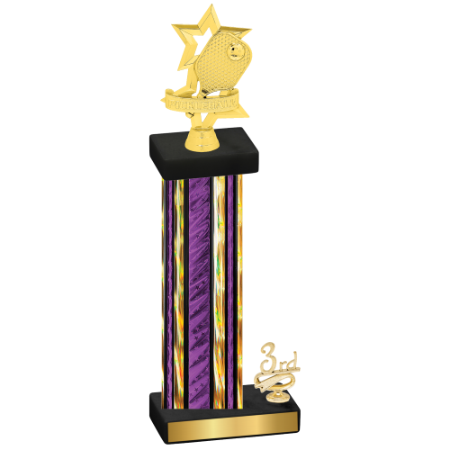 Accented Single Purple Glacier Third Place Pickleball Trophy