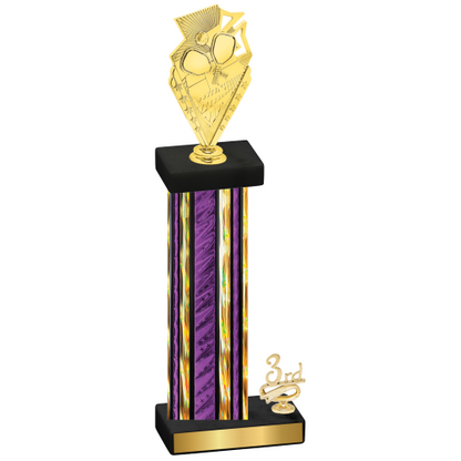 Accented Single Purple Glacier Third Place Pickleball Trophy