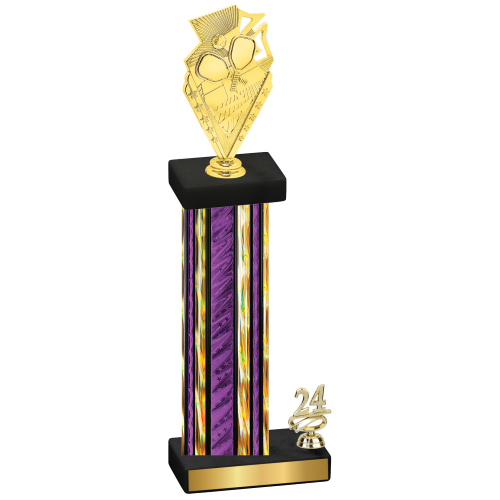 Accented Single Purple Glacier Year Pickleball Trophy