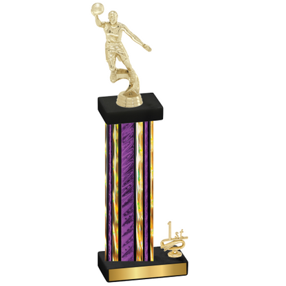 Accented Single Purple Glacier First Place Basketball Trophy