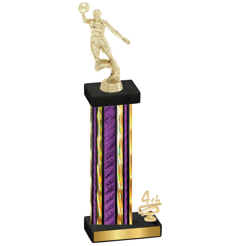 Accented Single Purple Glacier Fourth Place Basketball Trophy