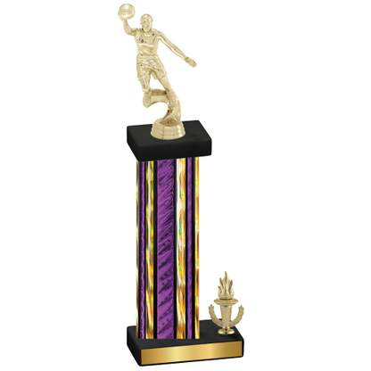 Accented Single Purple Glacier Victory Basketball Trophy