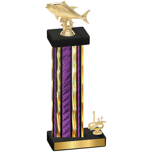 Accented Single Purple Glacier First Place Fishing Trophy