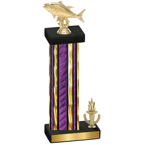 Accented Single Purple Glacier Victory Fishing Trophy