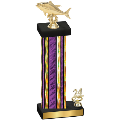 Accented Single Purple Glacier Year Fishing Trophy