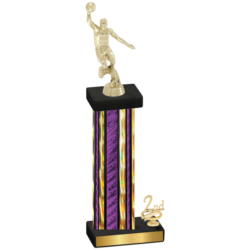 Accented Single Purple Glacier Second Place Basketball Trophy