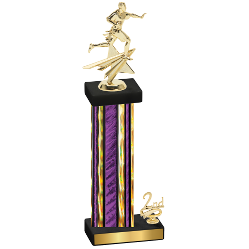 Accented Single Purple Glacier Second Place Flag Football Trophy