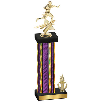 Accented Single Purple Glacier Victory Flag Football Trophy