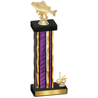 Accented Single Purple Glacier First Place Fishing Trophy