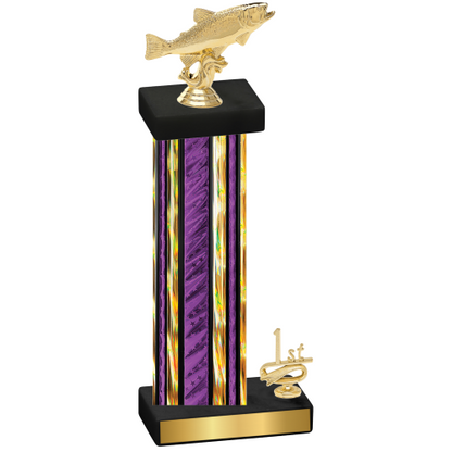 Accented Single Purple Glacier First Place Fishing Trophy