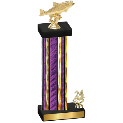 Accented Single Purple Glacier Year Fishing Trophy