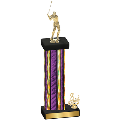 Accented Single Purple Glacier Third Place Golf Trophy