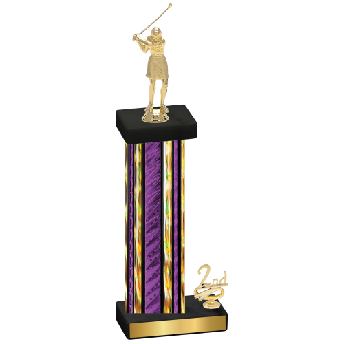 Accented Single Purple Glacier Second Place Golf Trophy